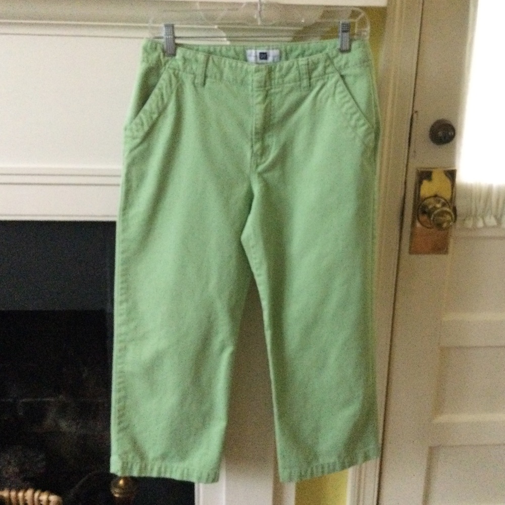 Vintage GAP Y2K Capri Cropped Green Pants Cotton - Sz 6